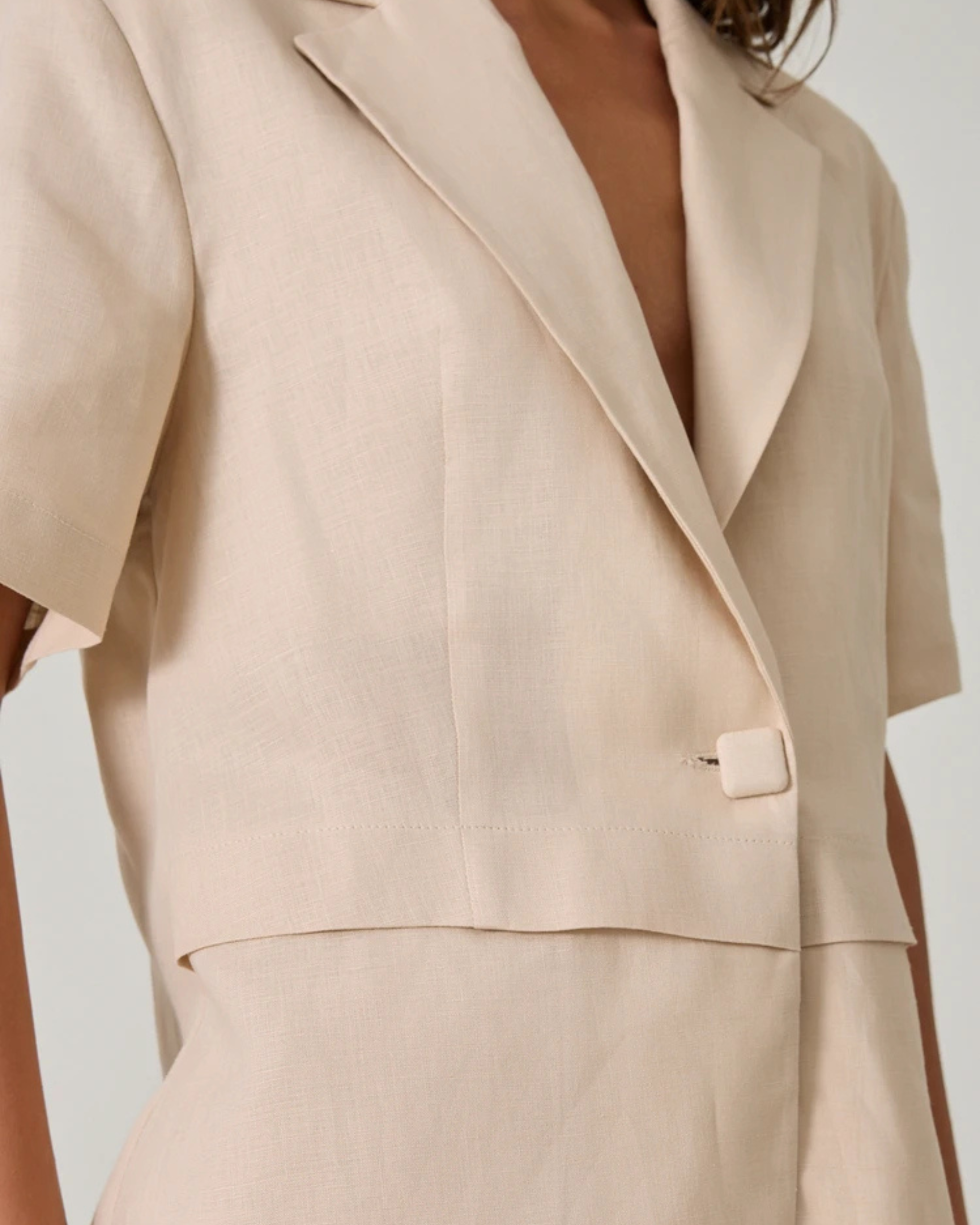 Short Sleeve Linen Blazer