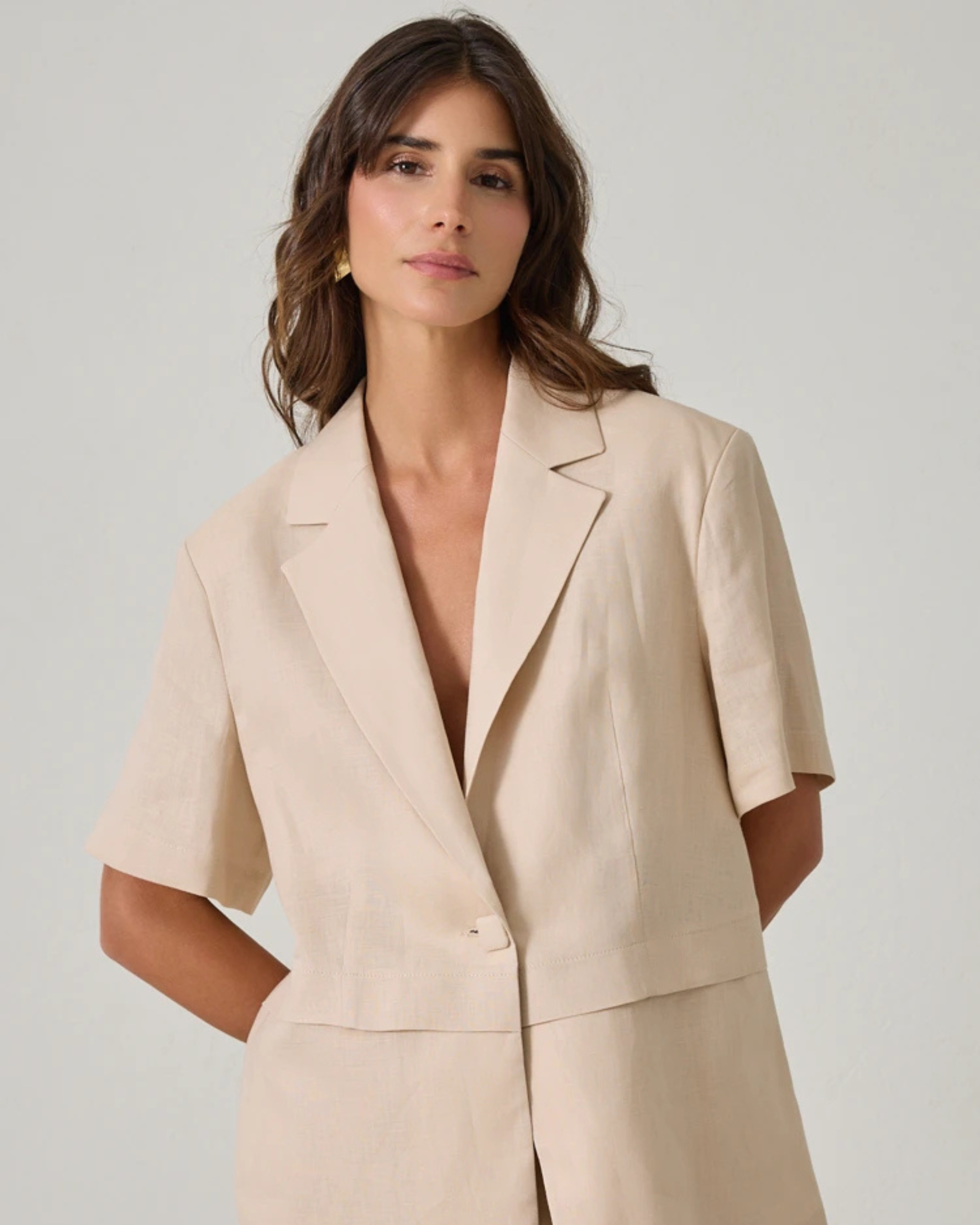 Short Sleeve Linen Blazer