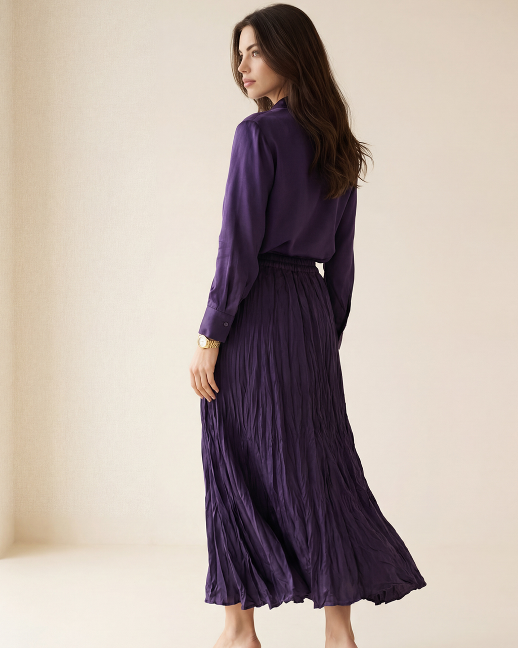 Tie Neck Pleated