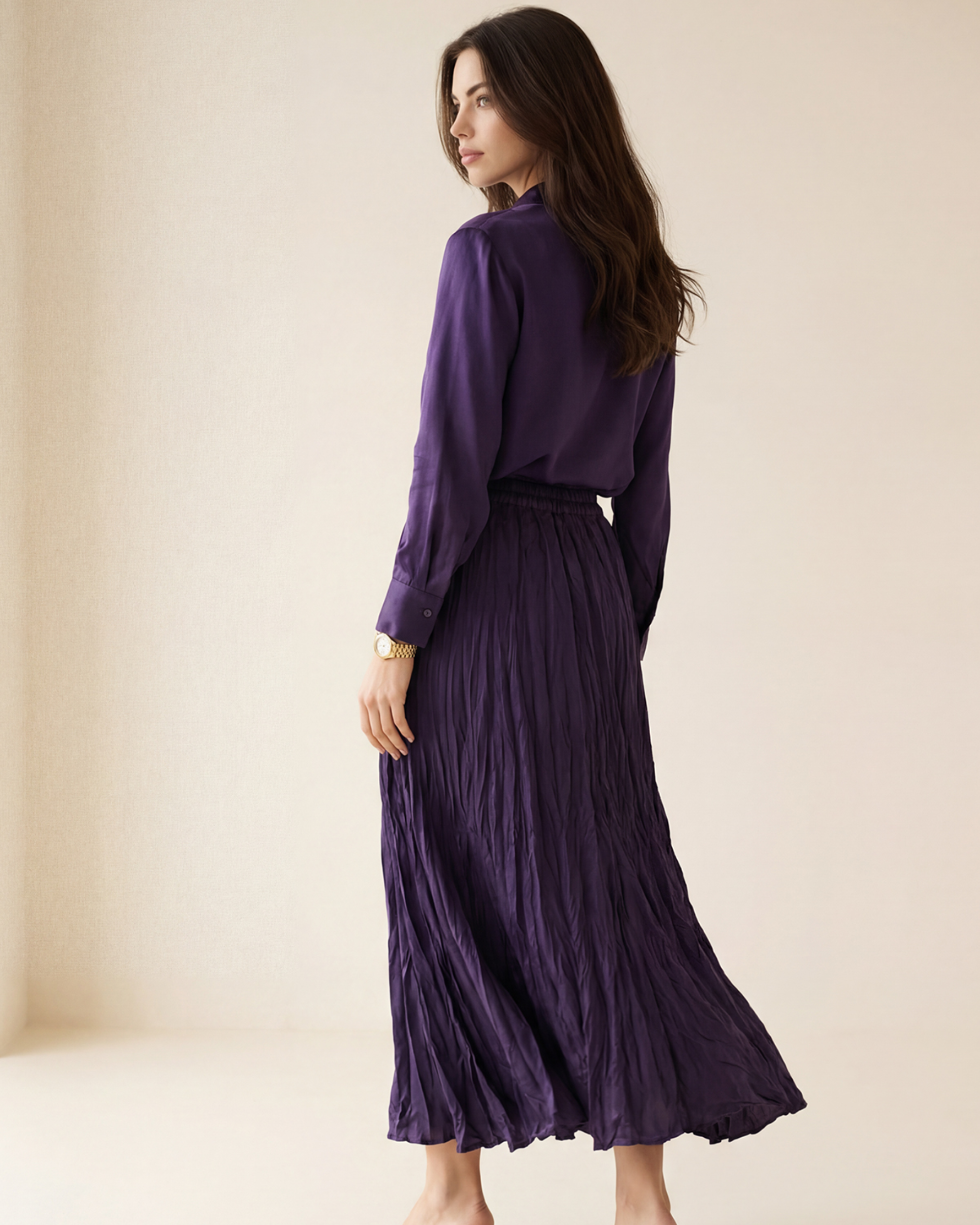 Tie Neck Pleated