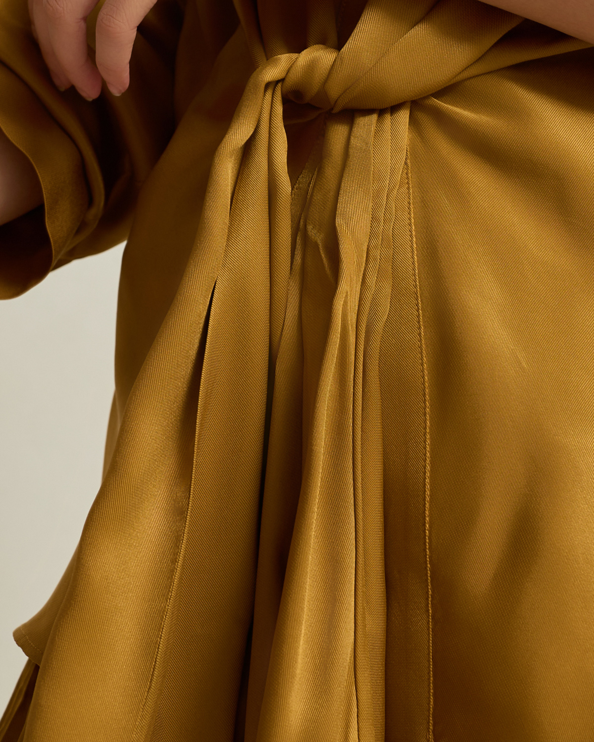 Tie Neck Pleated