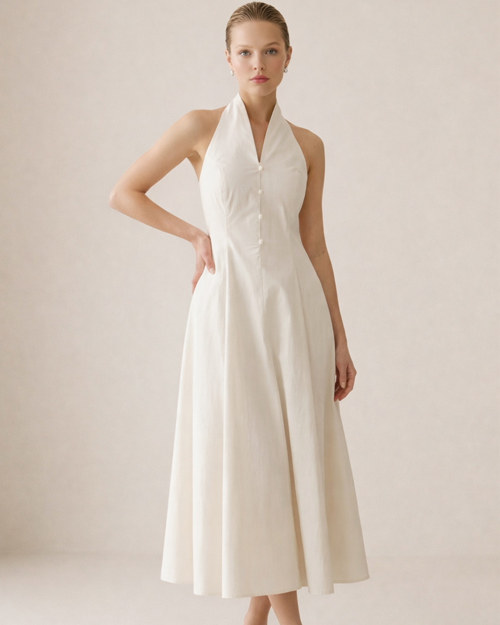 Halter Button Midi