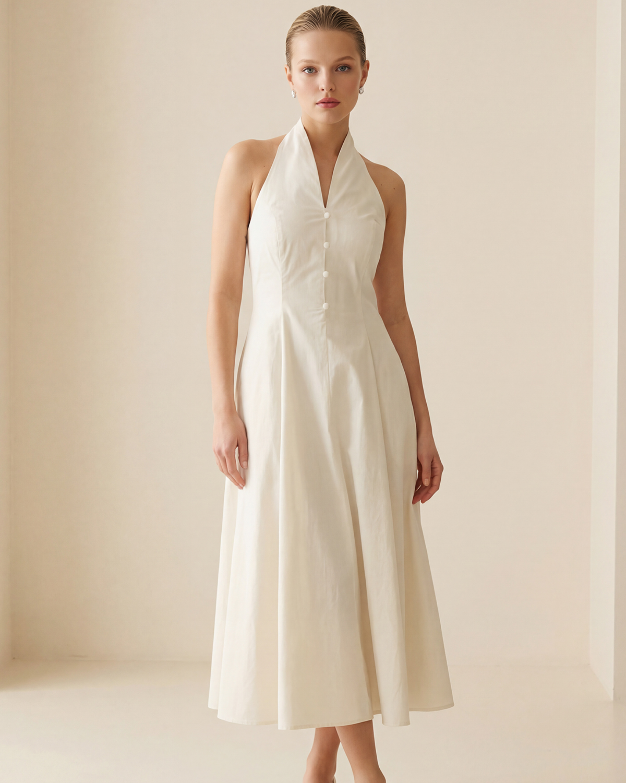 Halter Button Midi