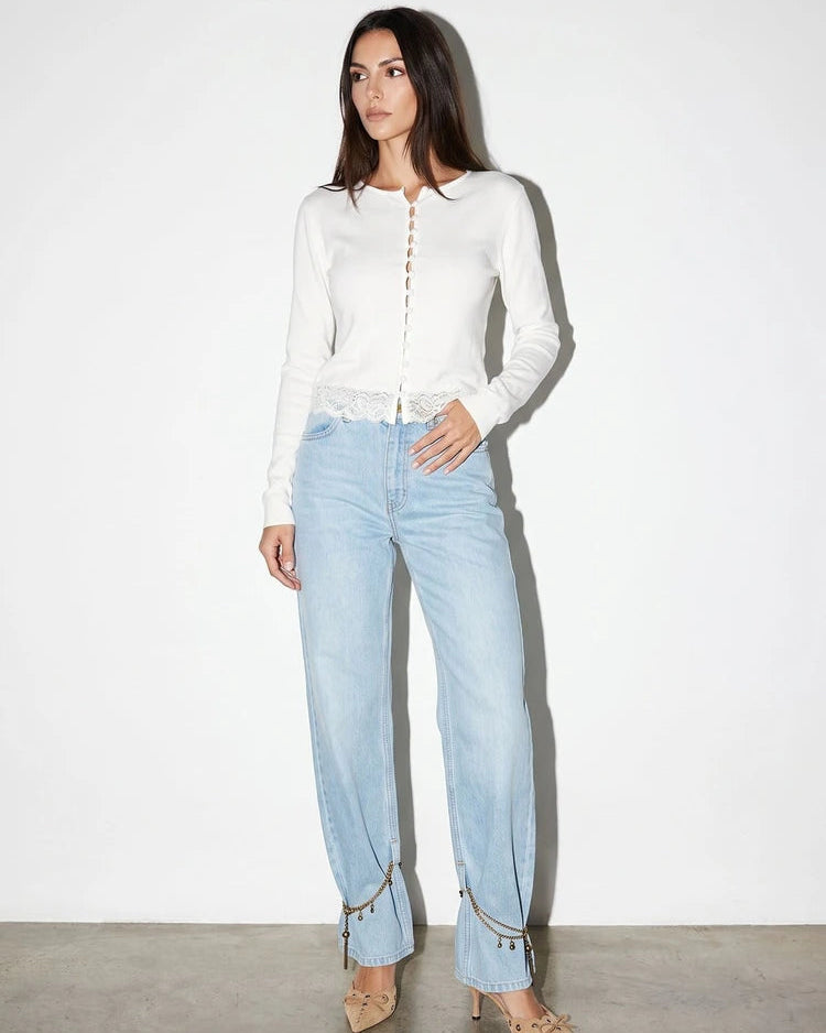 Chain Detail Blue Denim