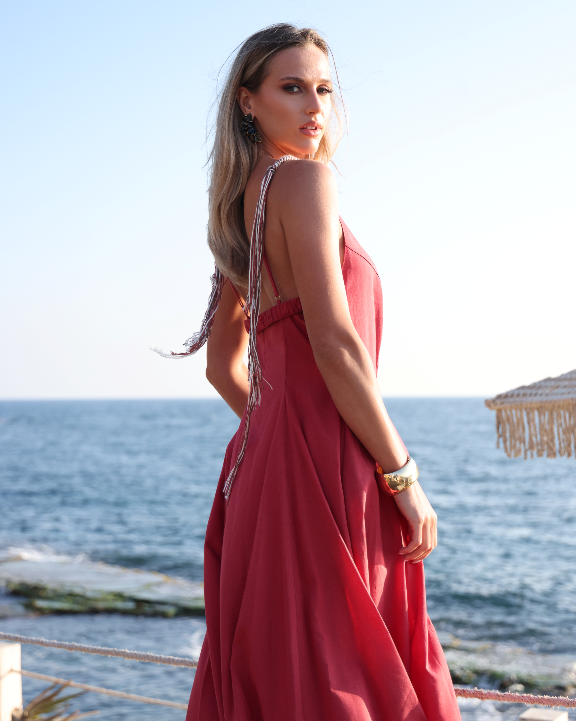 Fringe Strap Slip Dress