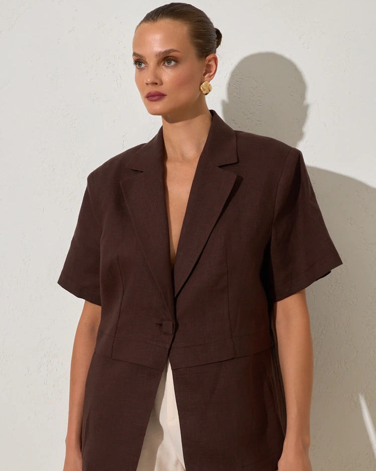 Short Sleeve Linen Blazer