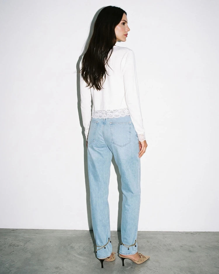 Chain Detail Blue Denim