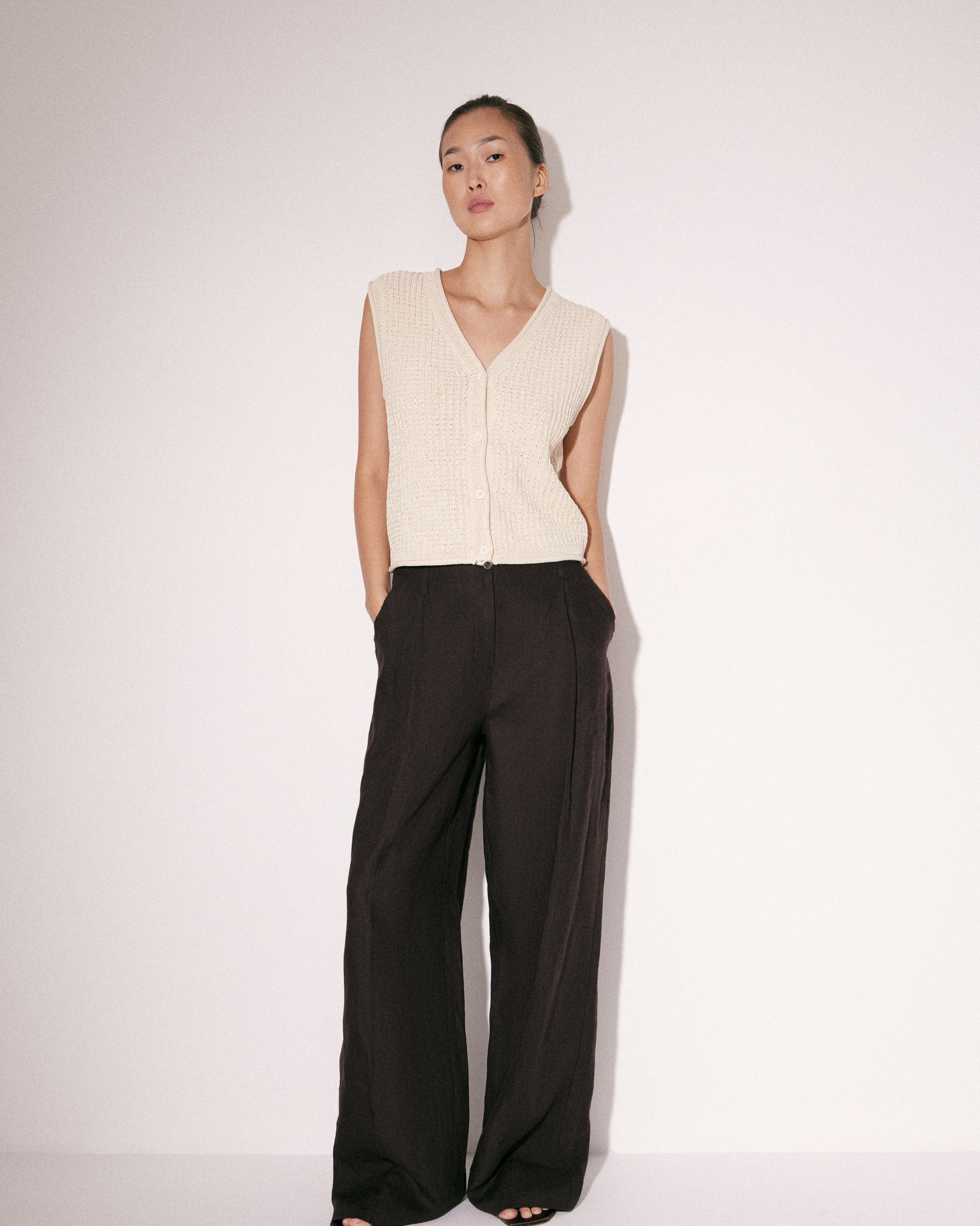Sleeveless Button-Up